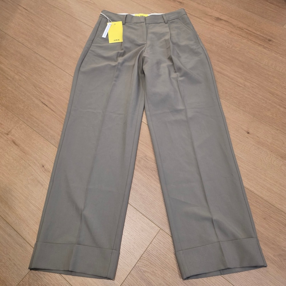 JJXX Mary Pleat Wide Leg Tailored Trousers Brindle Brown Grey 26/30 Scandi  NWT